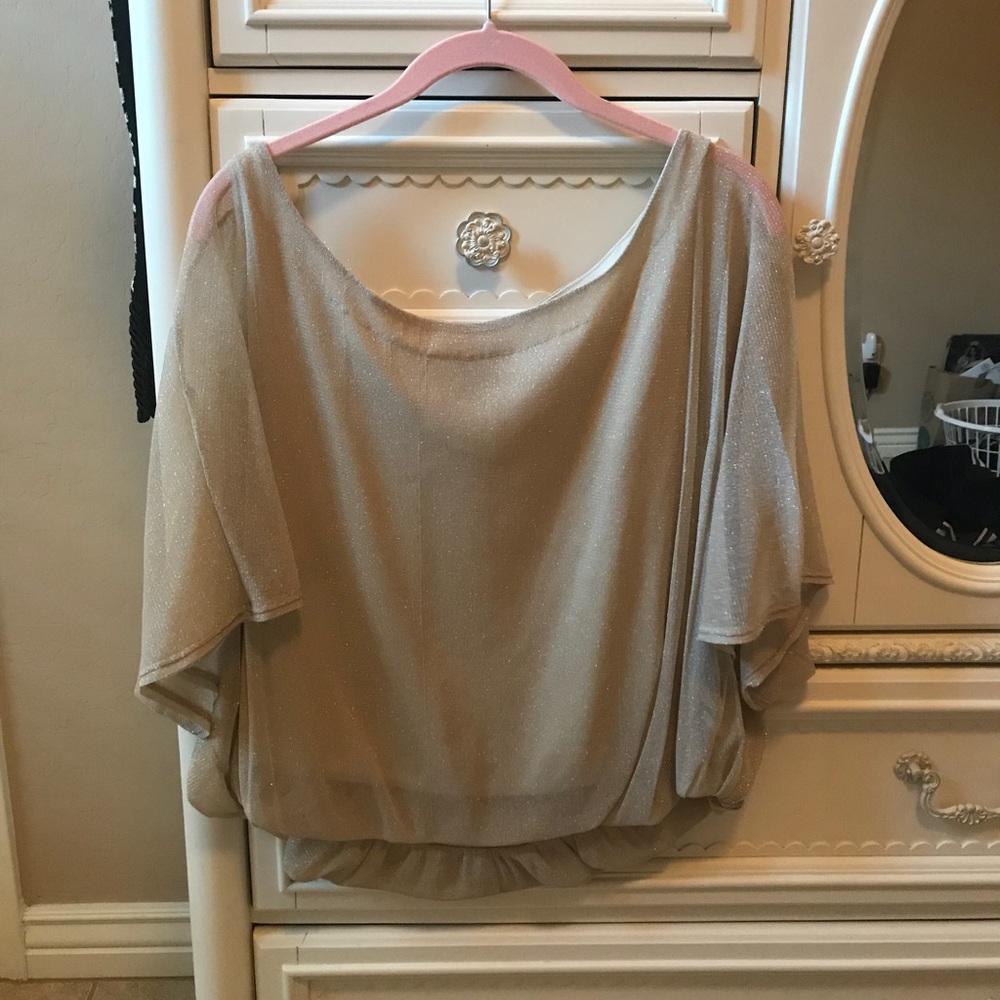 Rue 21 bat wing gold sparkle cinched top